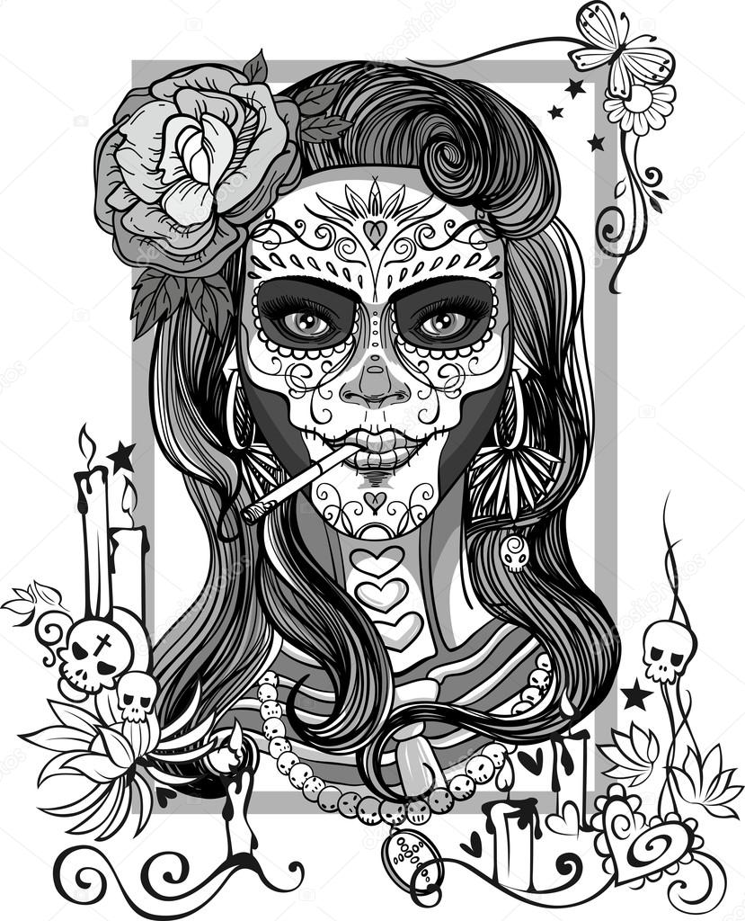 Sugar Skull Woman Drawing At Getdrawings Free Download