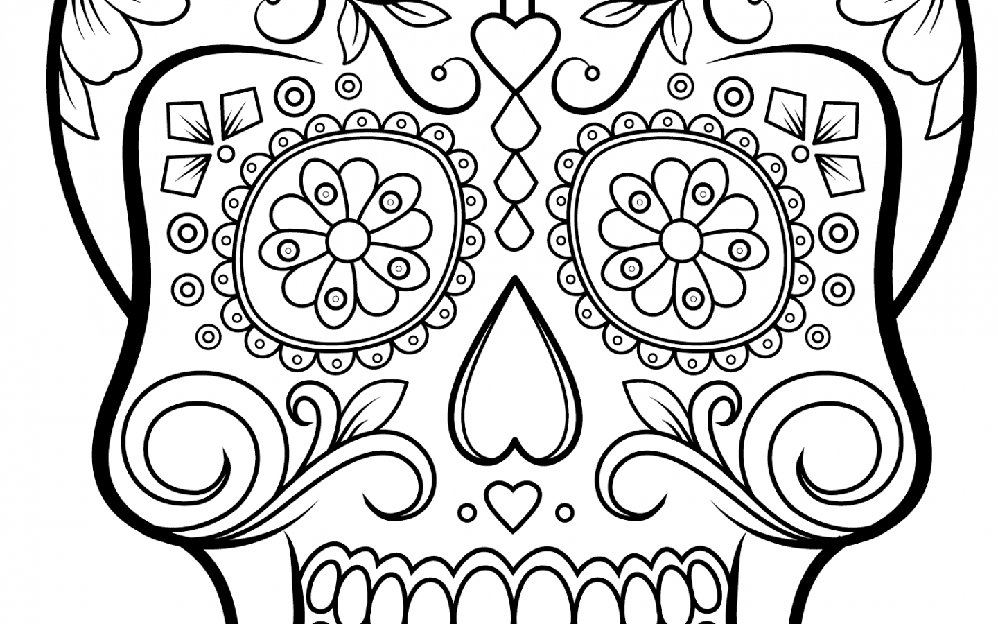 1440x900 Free Sugar Skull Coloring Page Printable Day Of The Pages