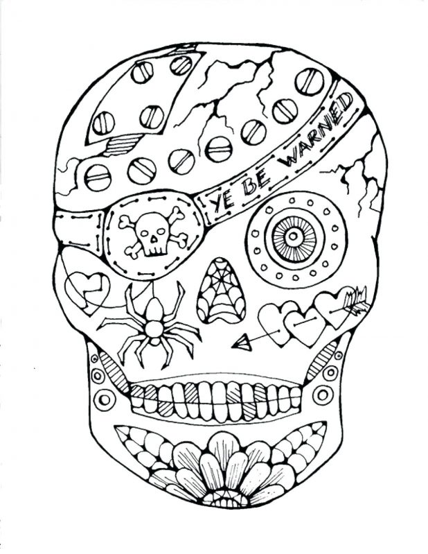618x799 Skull Coloring Pages On Fire Free Printable Picture