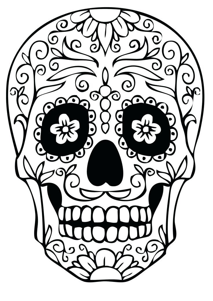 736x1041 Sugar Skull Drawing Pages Sketch Coloring Page Skulls Printable