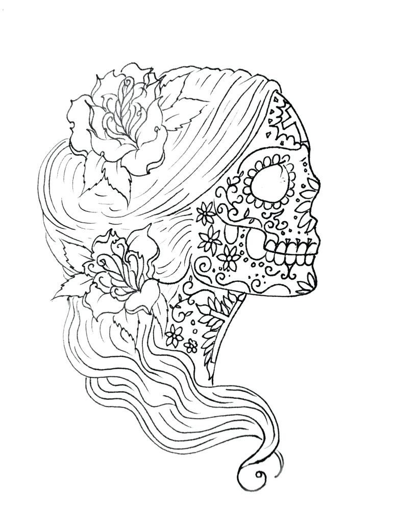 774x1032 Coloring Pages ~ Sugar Skulls Coloring Pages Drawn Skull 1 Free