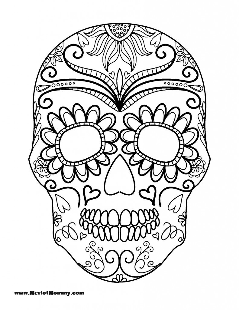 791x1024 Day Of The Dead Sugar Skull Coloring Page Free Printable