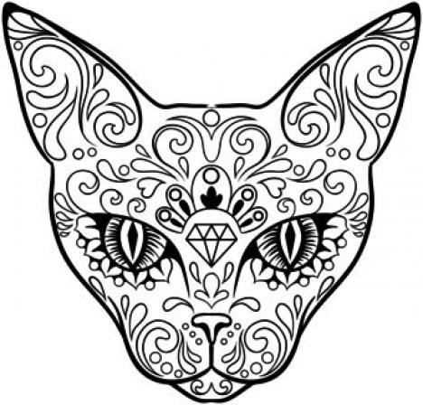 468x448 Drawn Sugar Skull Butterfly