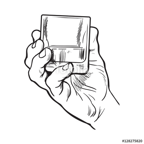 500x500 Hand Holding Full Glass Of Whiskey, Sketch Style Vector