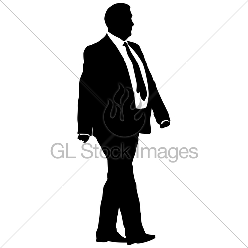 500x500 Silhouette Businessman Man In Suit With Tie On A White Ba Gl