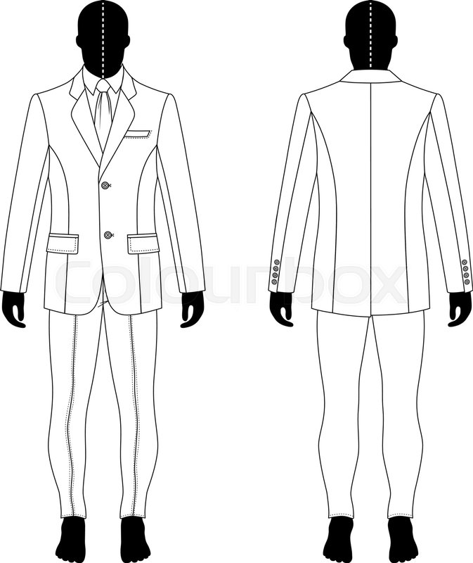 673x800 Full Length Man's Black Silhouette Figure In A Single Breasted