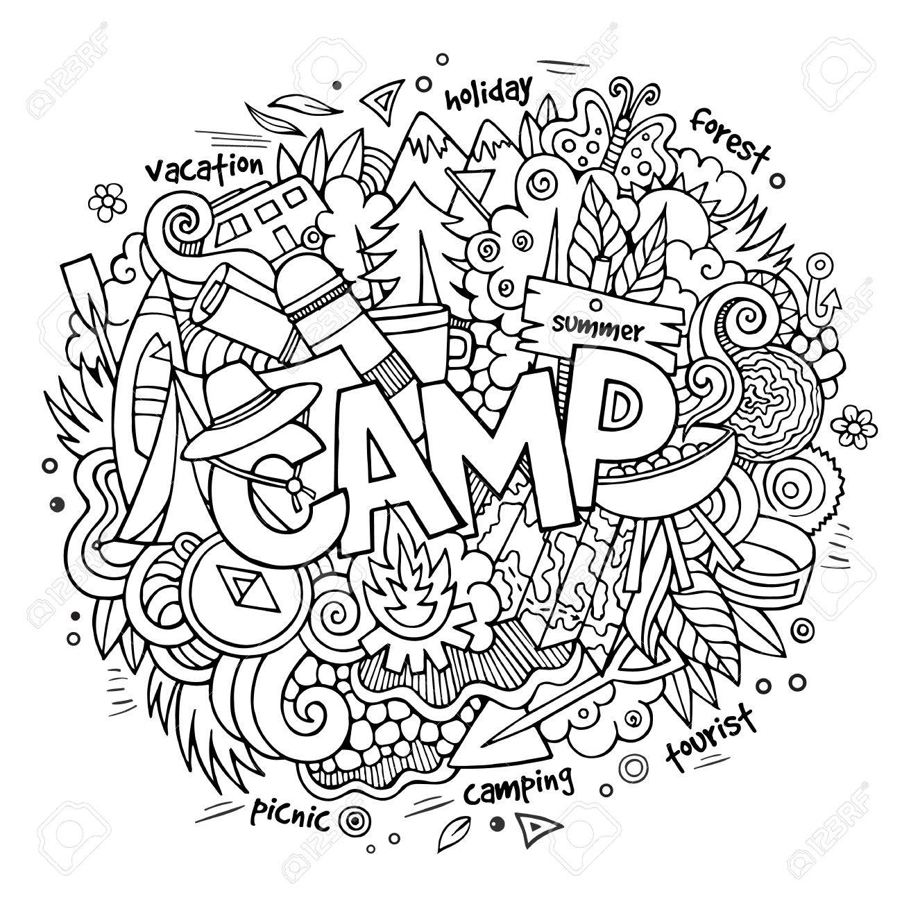 1300x1300 Summer Camp Hand Lettering And Doodles Elements And Symbols