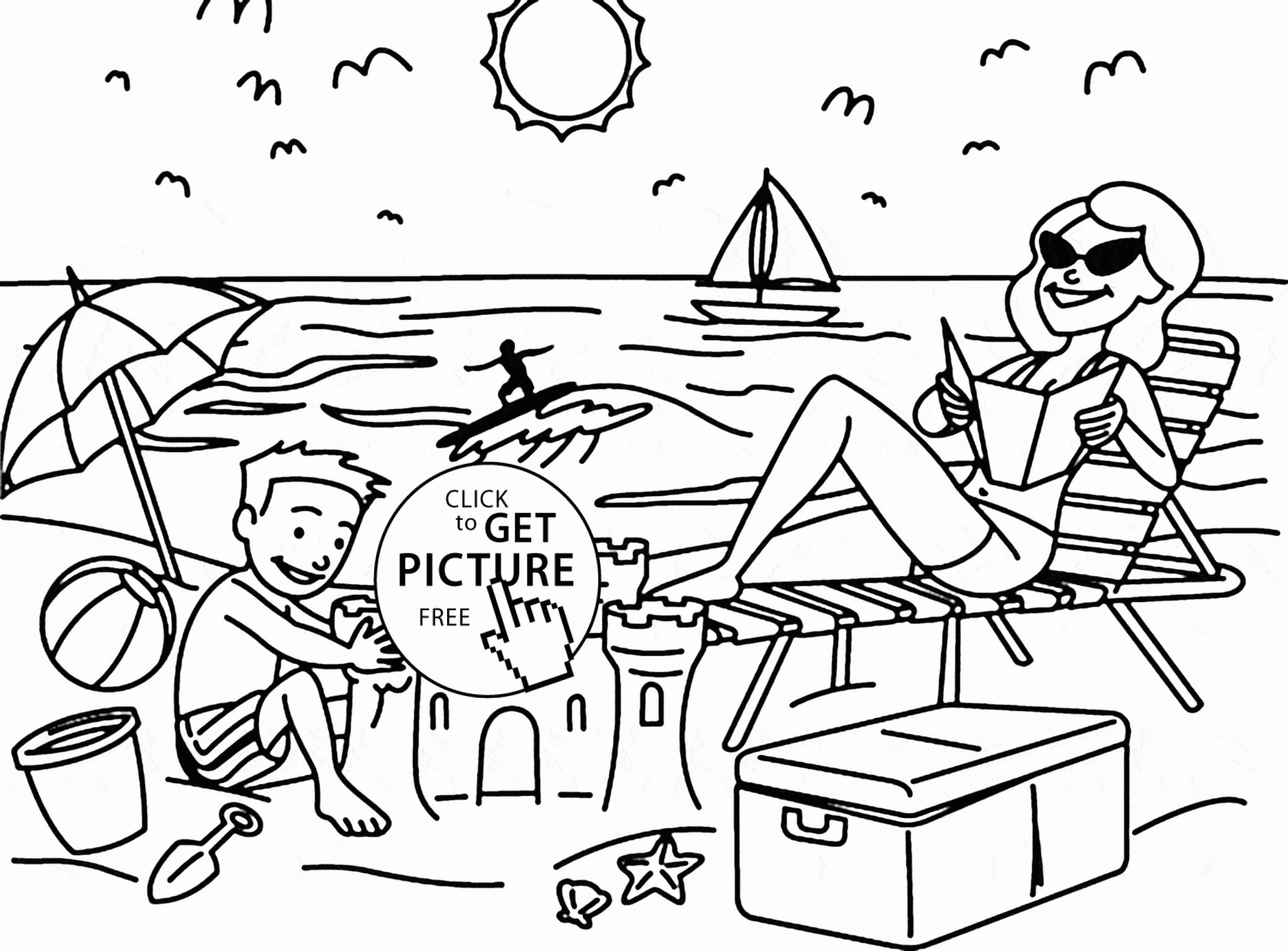 2080x1536 Beach Coloring Page Lovely Summer Season Drawing For Children