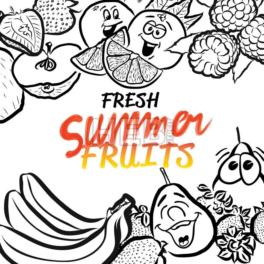 900x900 Fresh Summer Fruits Sketch Composition Design Hebstreits