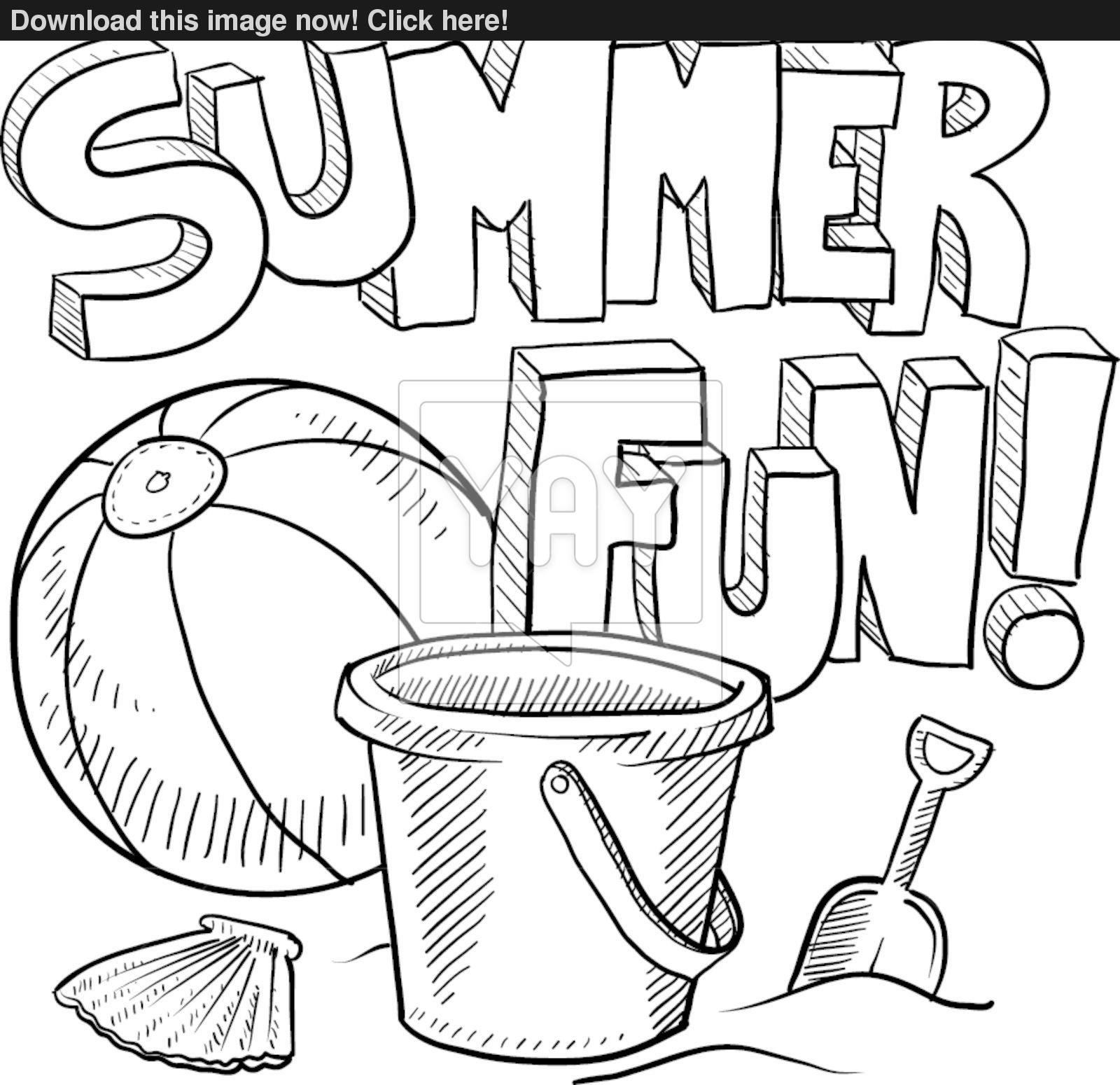 1600x1550 Summer Beach Fun Vector Sketch Vector