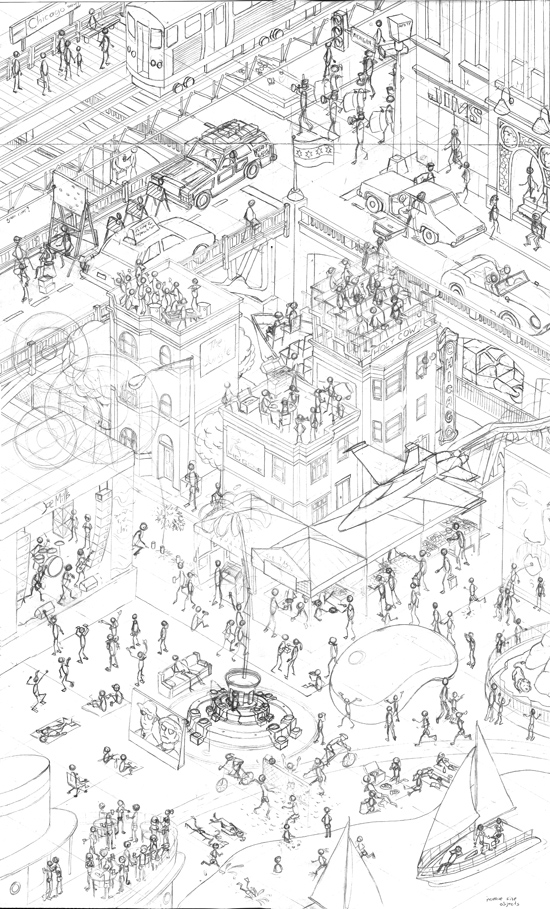 550x909 Summer In Chicago Finished Sketch Joe Mills