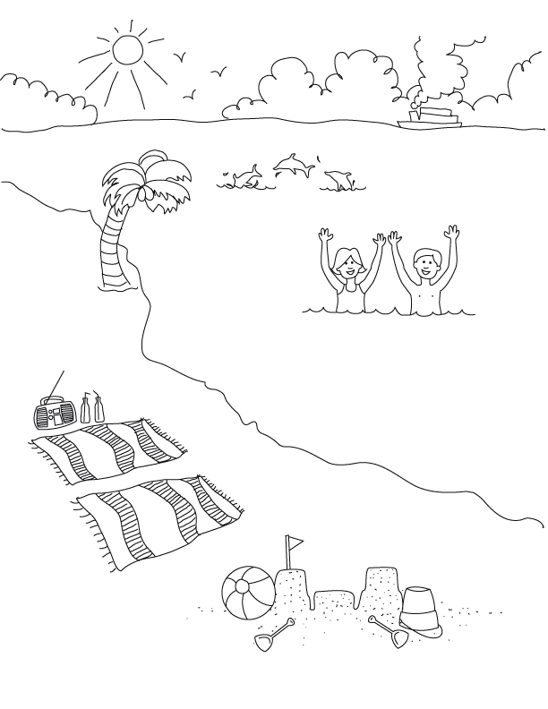 612x792 Coloring Pages Beach Fun And Minion Card