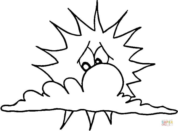 750x553 Sad Sun Behind A Cloud Coloring Page Free Printable Coloring Pages