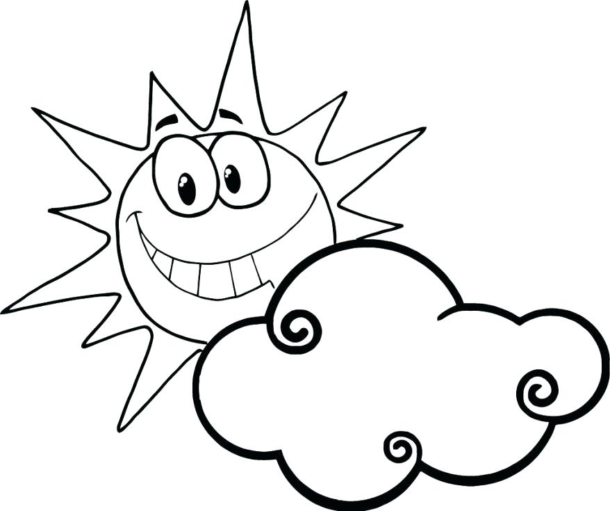 878x735 Sun Color Page Sun Coloring Pages With Sunglasses And Clouds