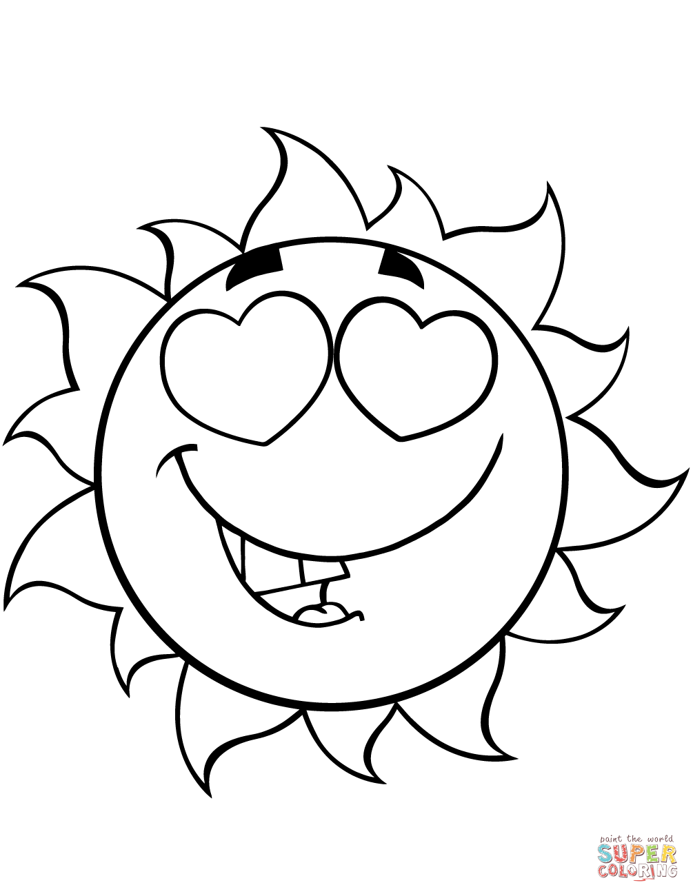 1005x1300 Love Sun Cartoon Mascot Character Coloring Page Free Printable