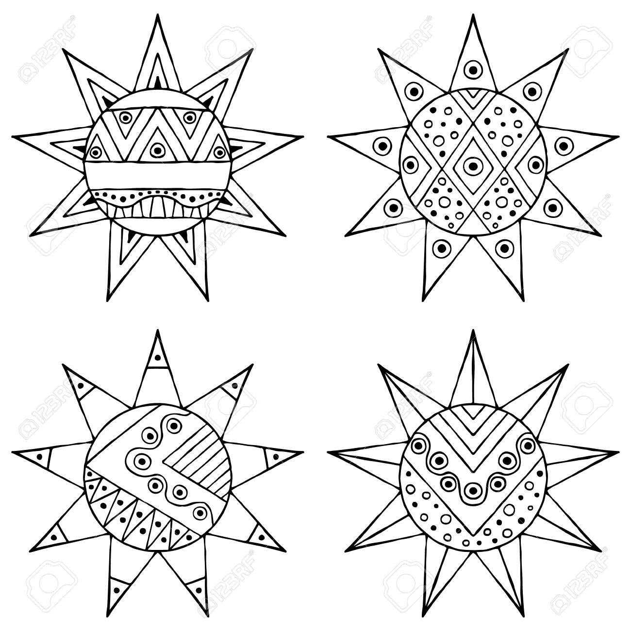 1300x1300 Set Of Vector Hand Drawn Decorative Stylized Black And White