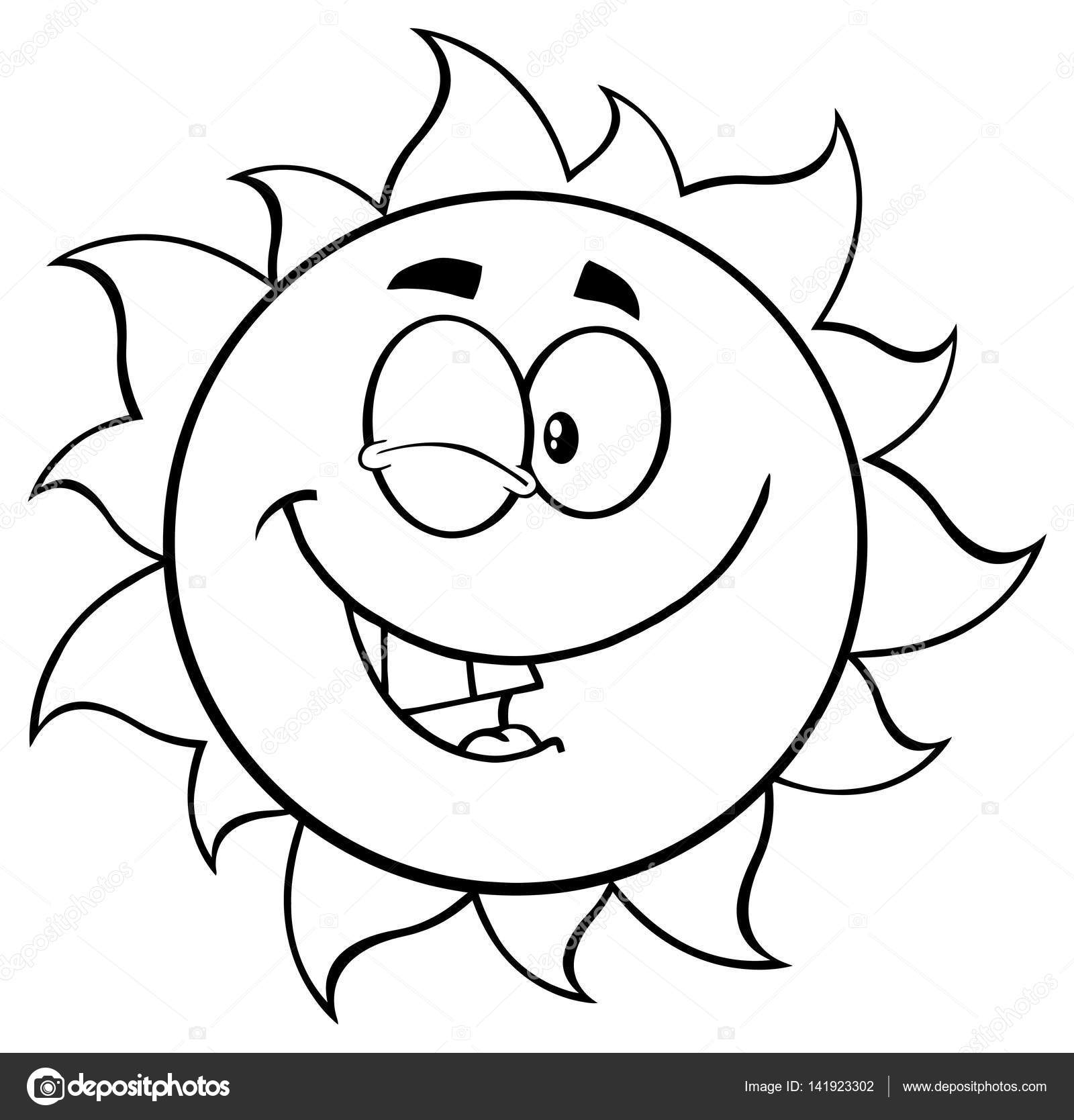 1600x1668 Black And White Winking Sun Stock Vector Hittoon