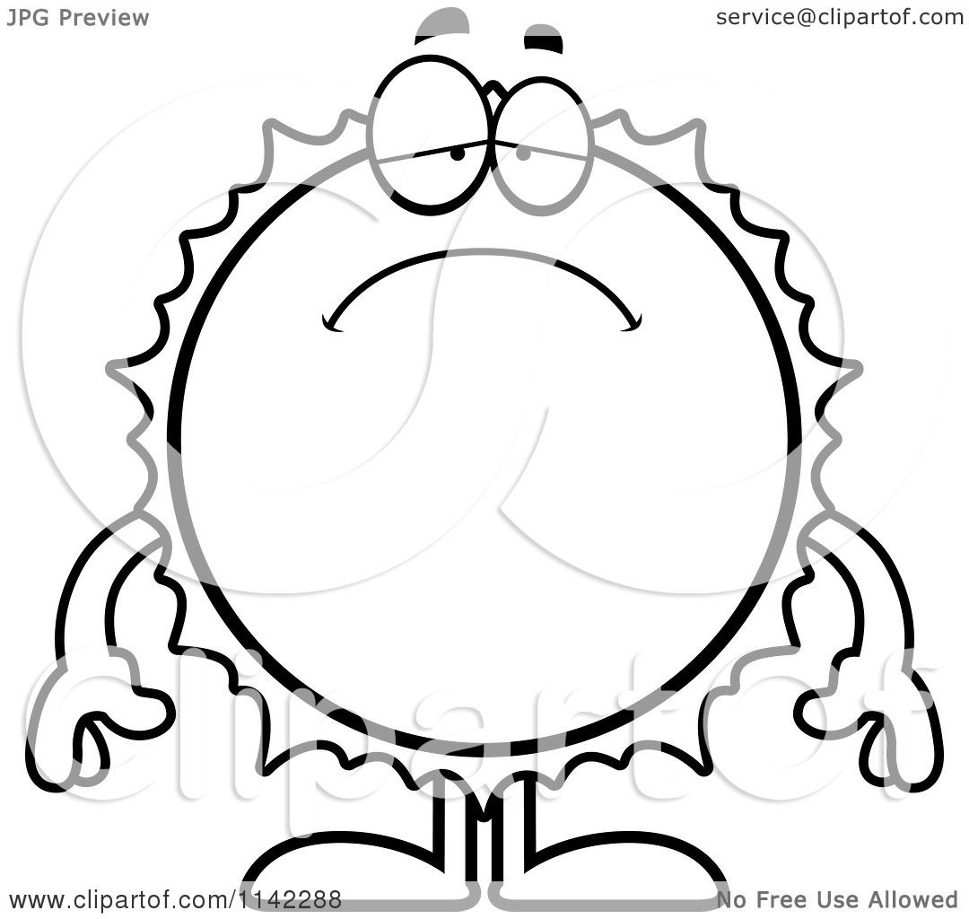 1080x1024 Cartoon Clipart Of A Black And White Depressed Sun