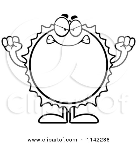 450x470 Cartoon Clipart Of A Black And White Mad Sun