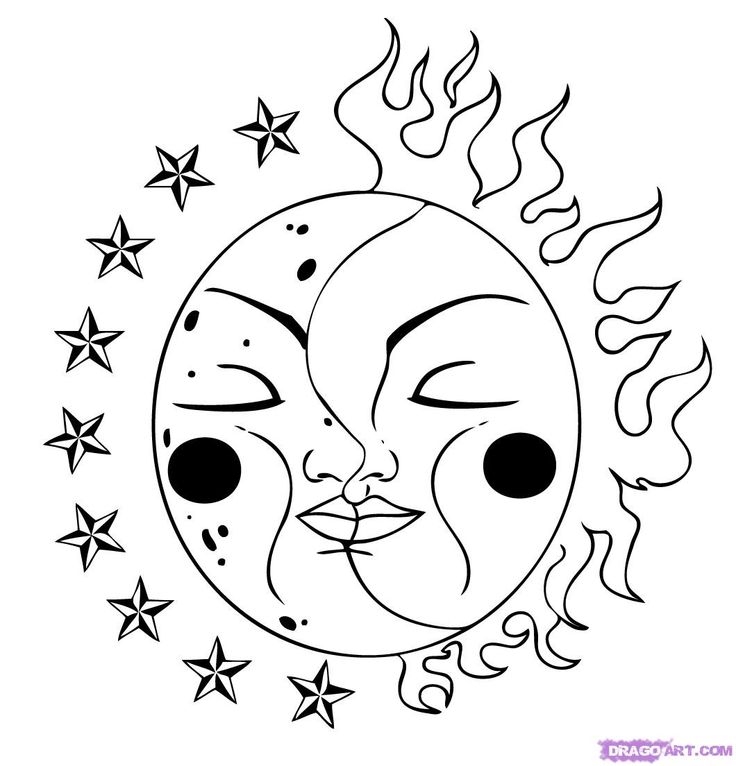 736x766 Moon Stars Coloring Pages How To Draw A Celestial Sun