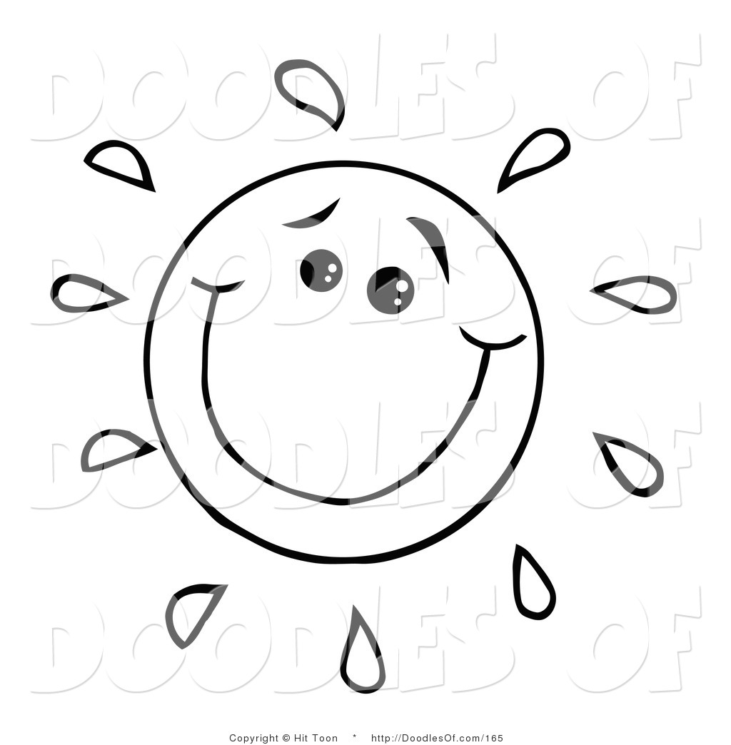 1024x1044 Vector Clipart Of Coloring Page Of Happy Doodled Sun