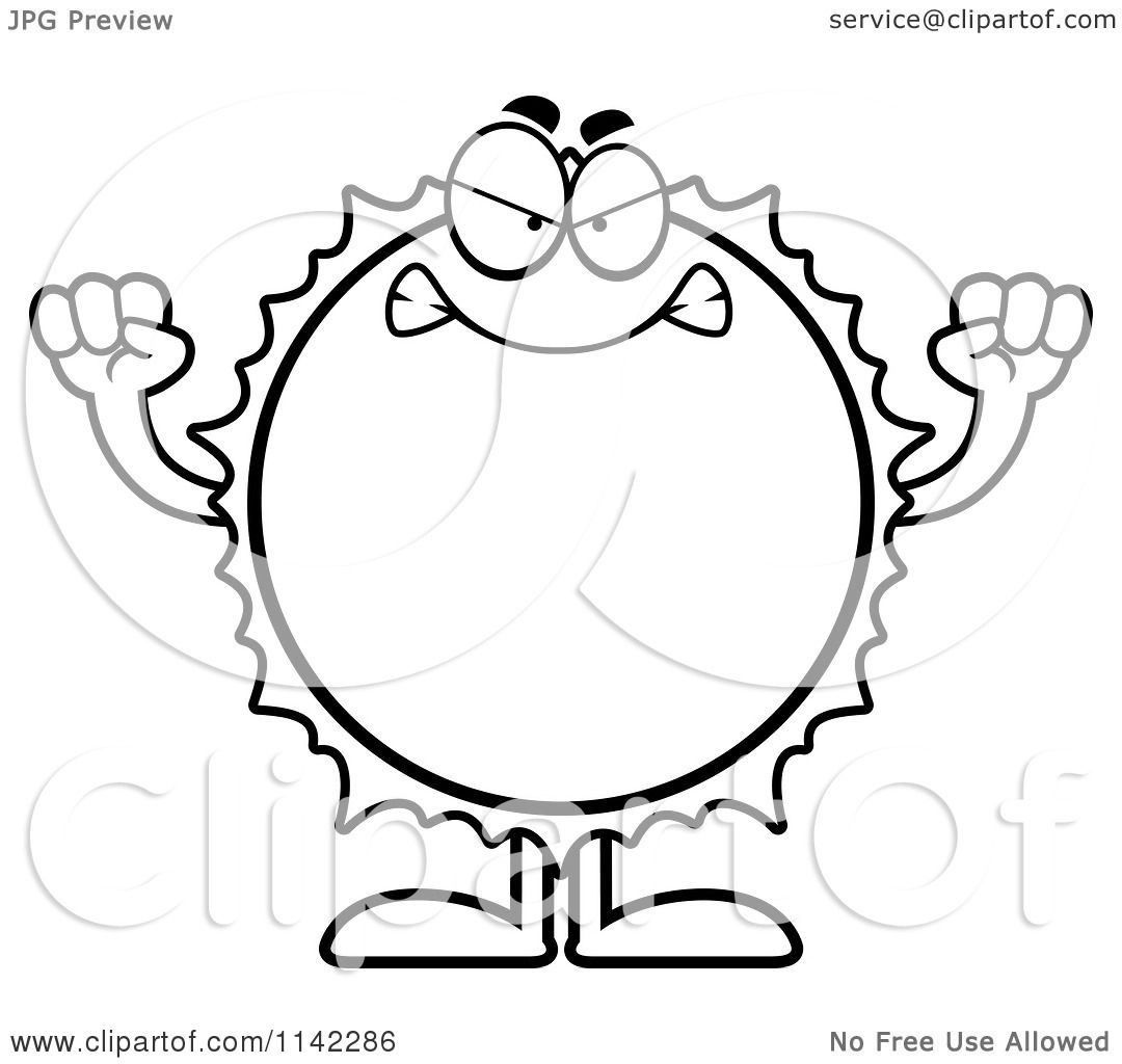 1080x1024 Cartoon Clipart Of A Black And White Mad Sun