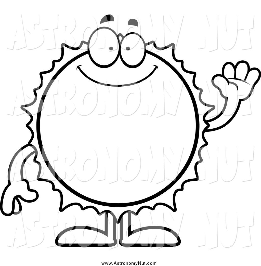 1024x1044 Clipart Of A Black And White Friendly Waving Sun By Cory Thoman