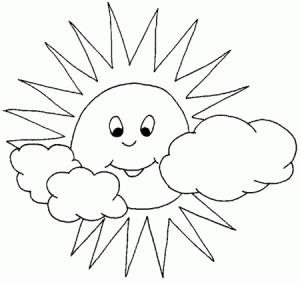 300x282 Coloring Pages Of A Smiley Sun In Summer For Kids