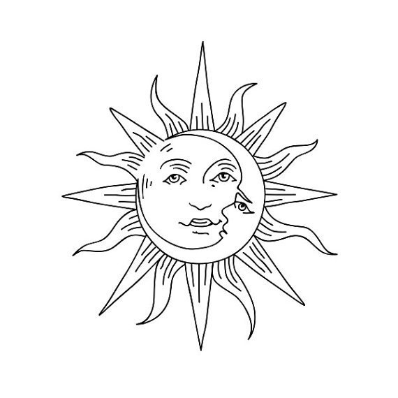 570x570 Fancy Moon And Sun Face Temporary Tattoo (Set Of 2)