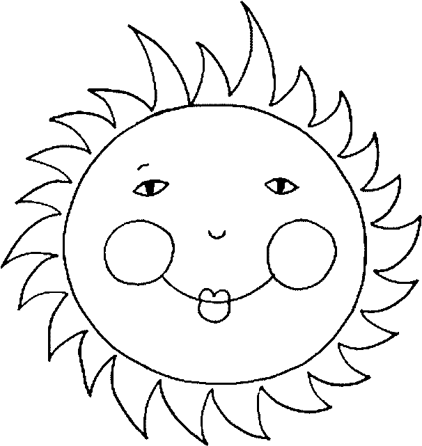 606x641 Coloring A Large Sun With A Face And Small Solar Rays Picture