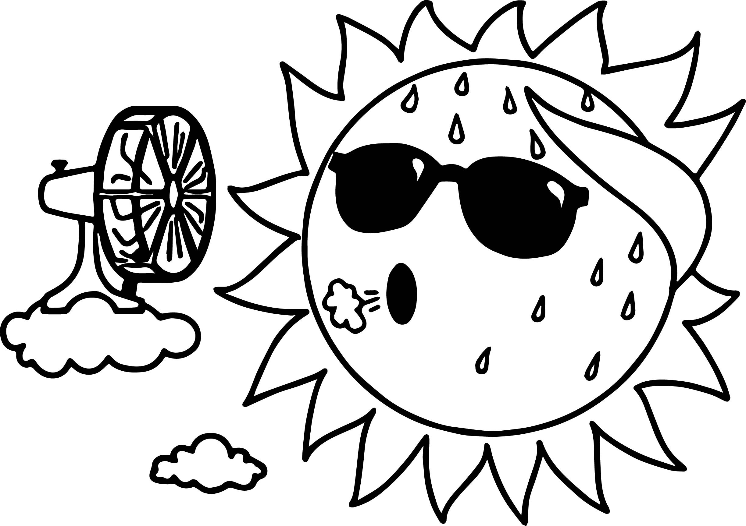 2447x1727 Summer Coloring Pages With Sun For Kids Awesome Too Hot Summer Sun