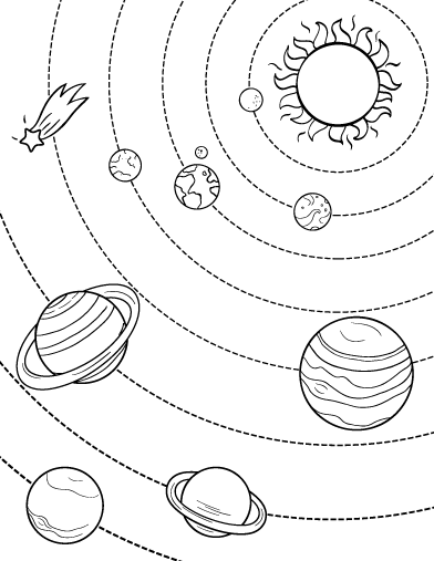 392x507 Printable Solar System Coloring Page. Free Pdf Download