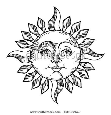 450x470 Drawn Sun Face Illustration