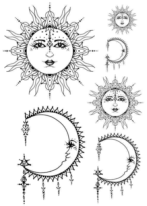 570x799 Sun And Moon Customed Tribal Culture Tattoo Art By Lovetatoo