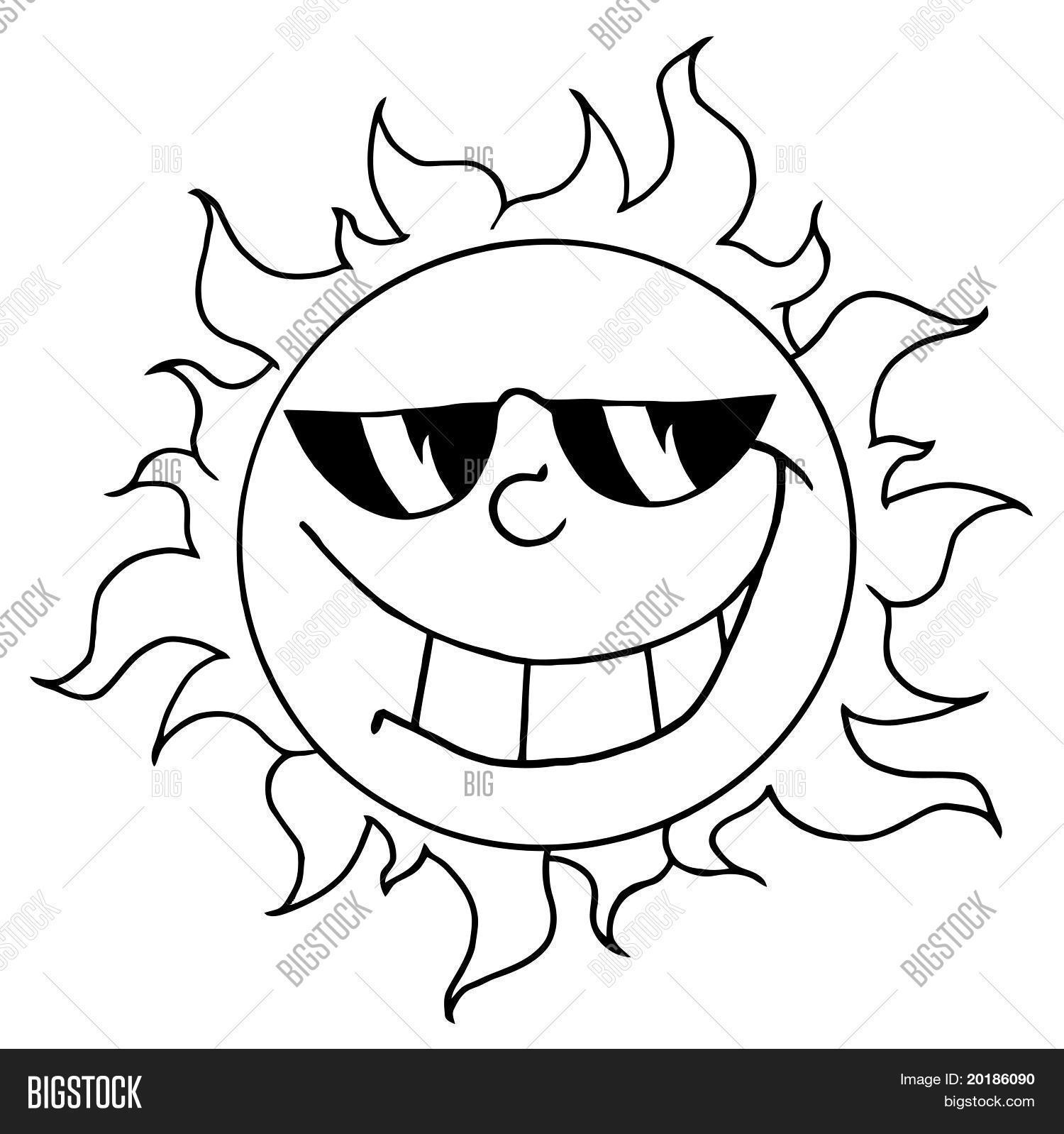 1500x1598 Outline Cool Sun Wearing Shades Image Amp Photo Bigstock
