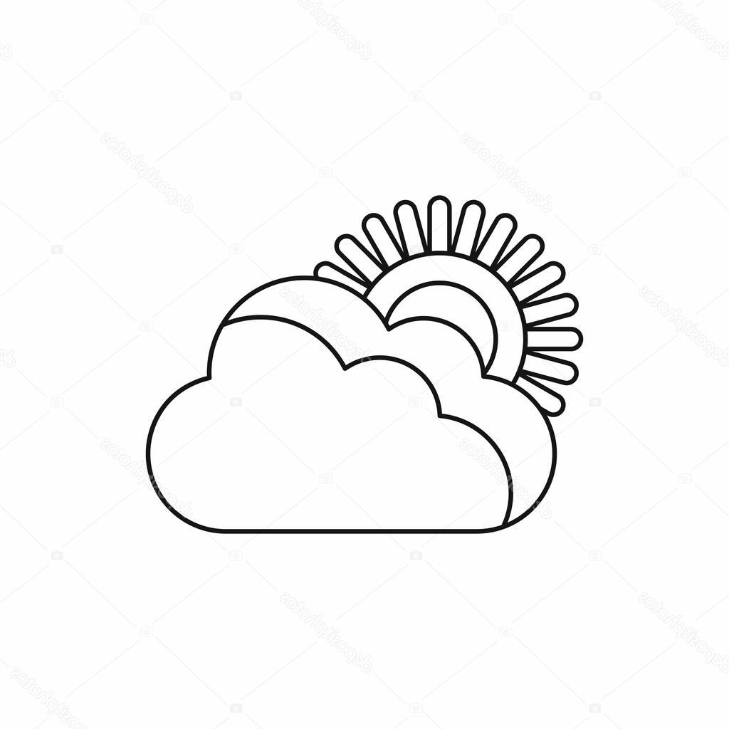 1024x1024 Unique Stock Illustration Sun And Cloud Icon Outline Library