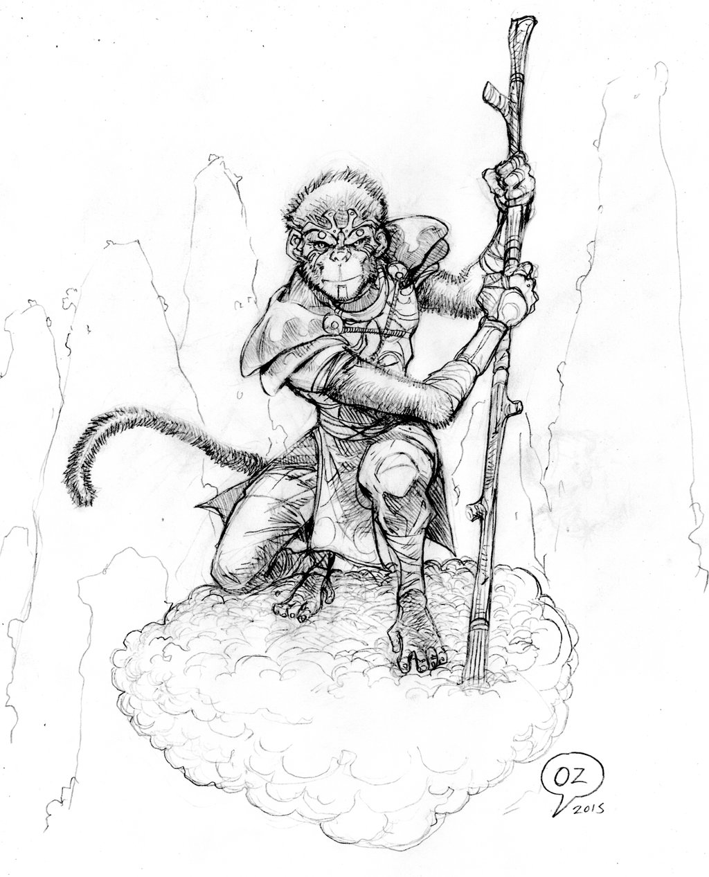 1024x1267 Monkey King (Sun Wukong) Sketch By Ozartwork