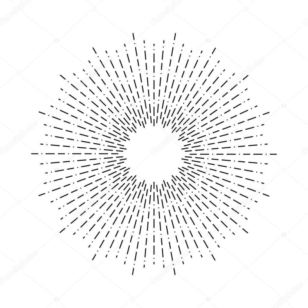 1024x1024 Burst Of Sun Rays In Hipster Linear Style Stock Vector