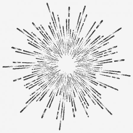 450x450 Sun Rays Linear Drawing. Star Burst In Vintage Style And Hand