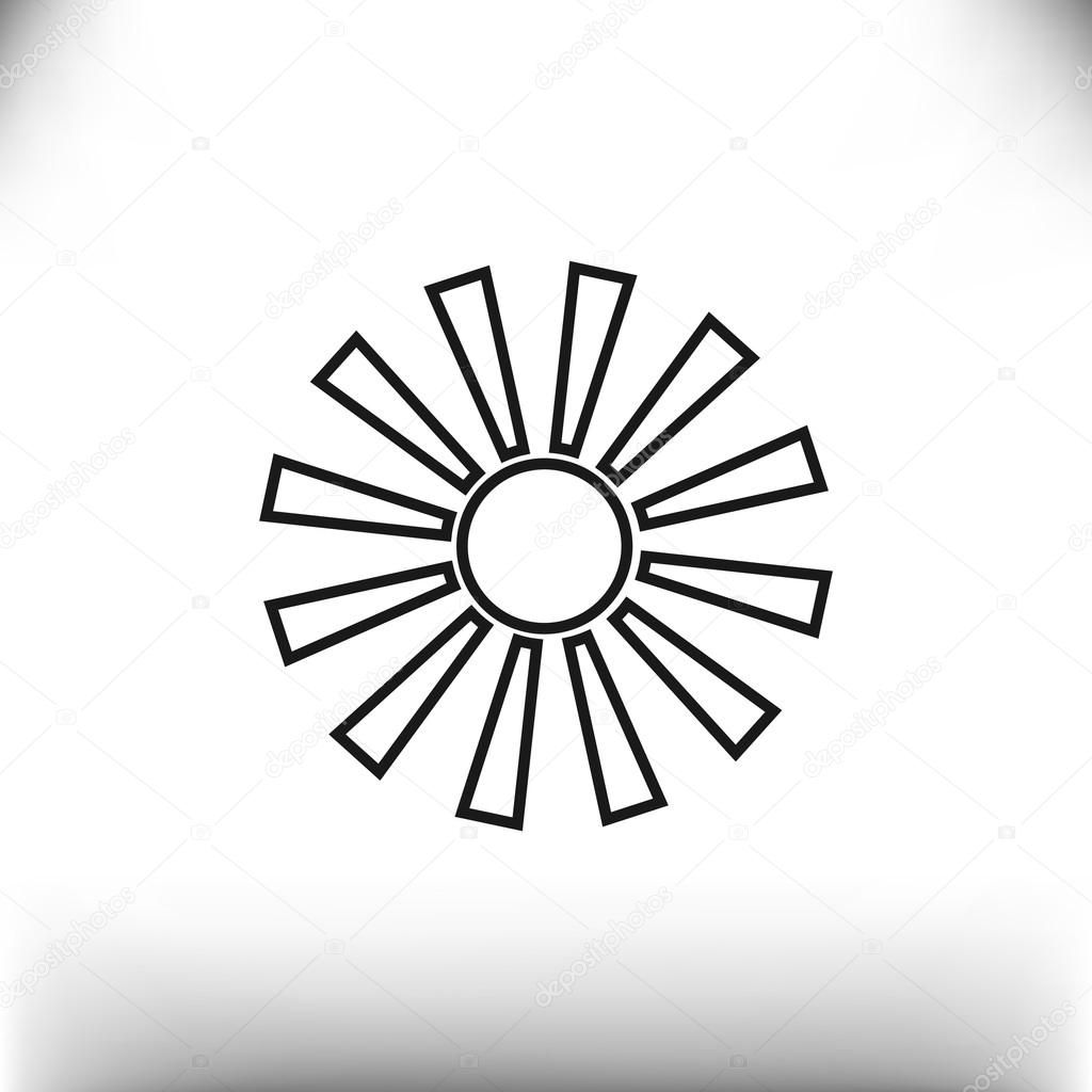 1024x1024 Sun With Rays Simple Icon, Outline Vector Illustration Stock
