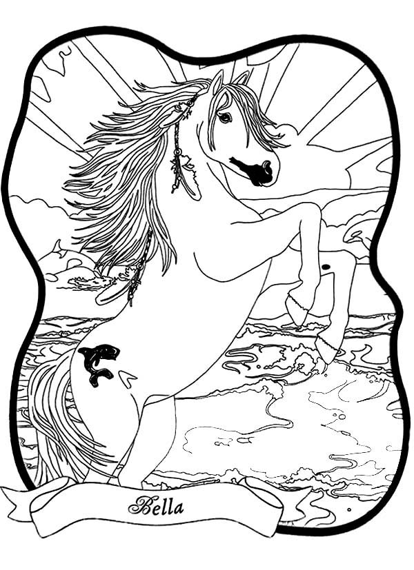 600x827 Bella The Magical Horse And Beautiful Sunrise Coloring Pages