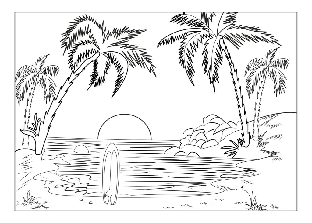 1024x734 Ocean Sunset Coloring Pages Tags Sunset Coloring Pages How