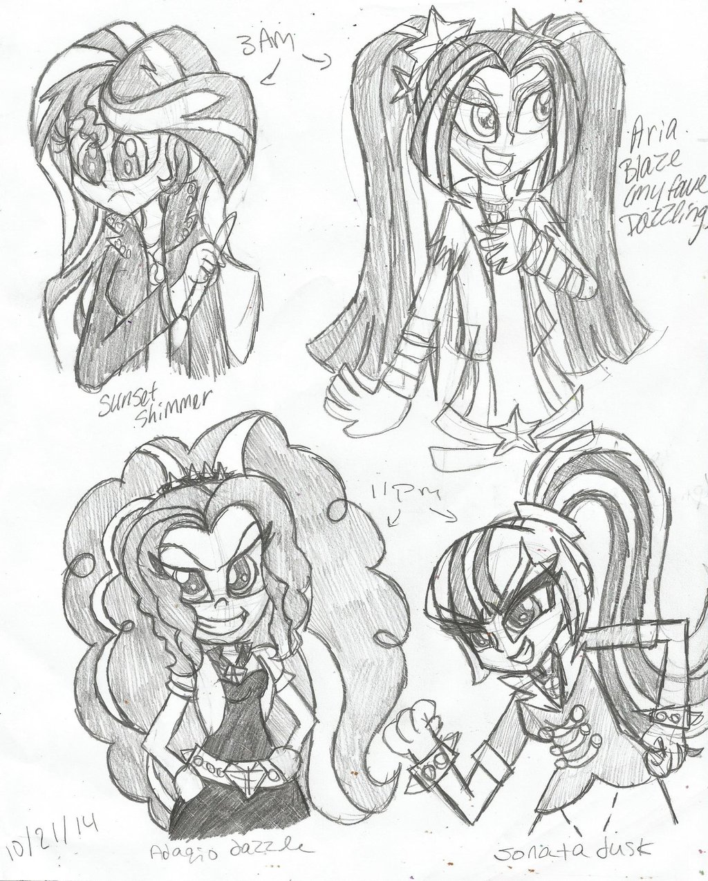 1024x1275 Sunset Shimmer And The Dazzlings Sketches By Xxfluffypachirisuxx