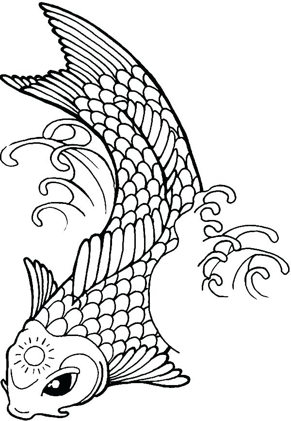 600x867 Elegant Coloring Pages Of Tattoos Free Download Fish With Sun