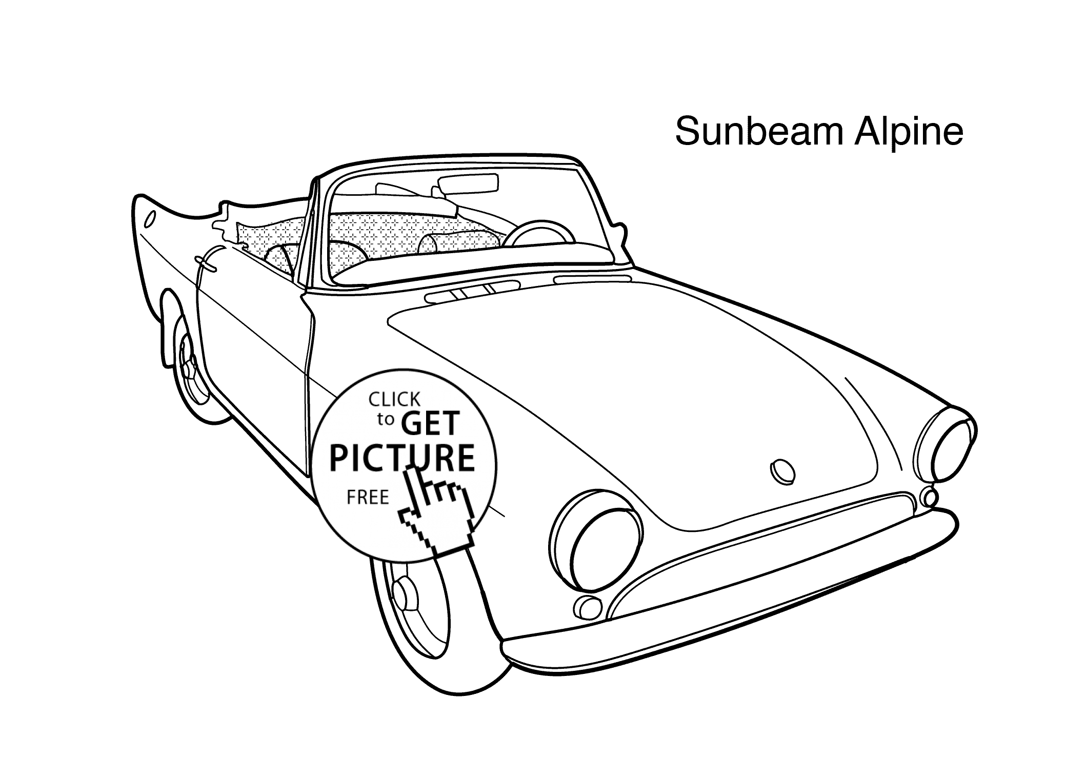 2079x1483 Super Car Sunbeam Alpine Coloring Page For Kids, Printable Free