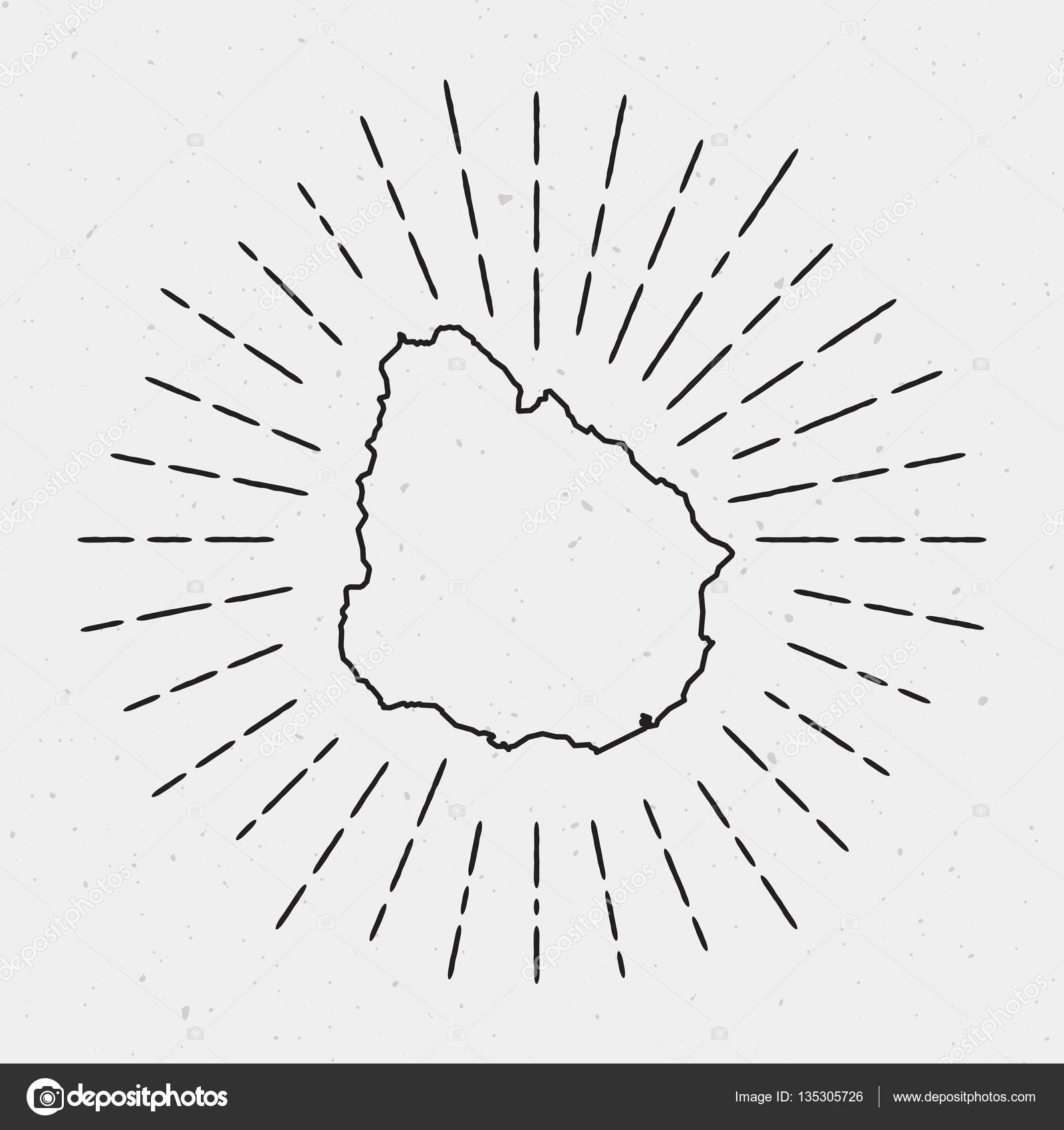 1600x1700 Retro Sunburst Hipster Design Uruguay Map Surrounded By Vintage