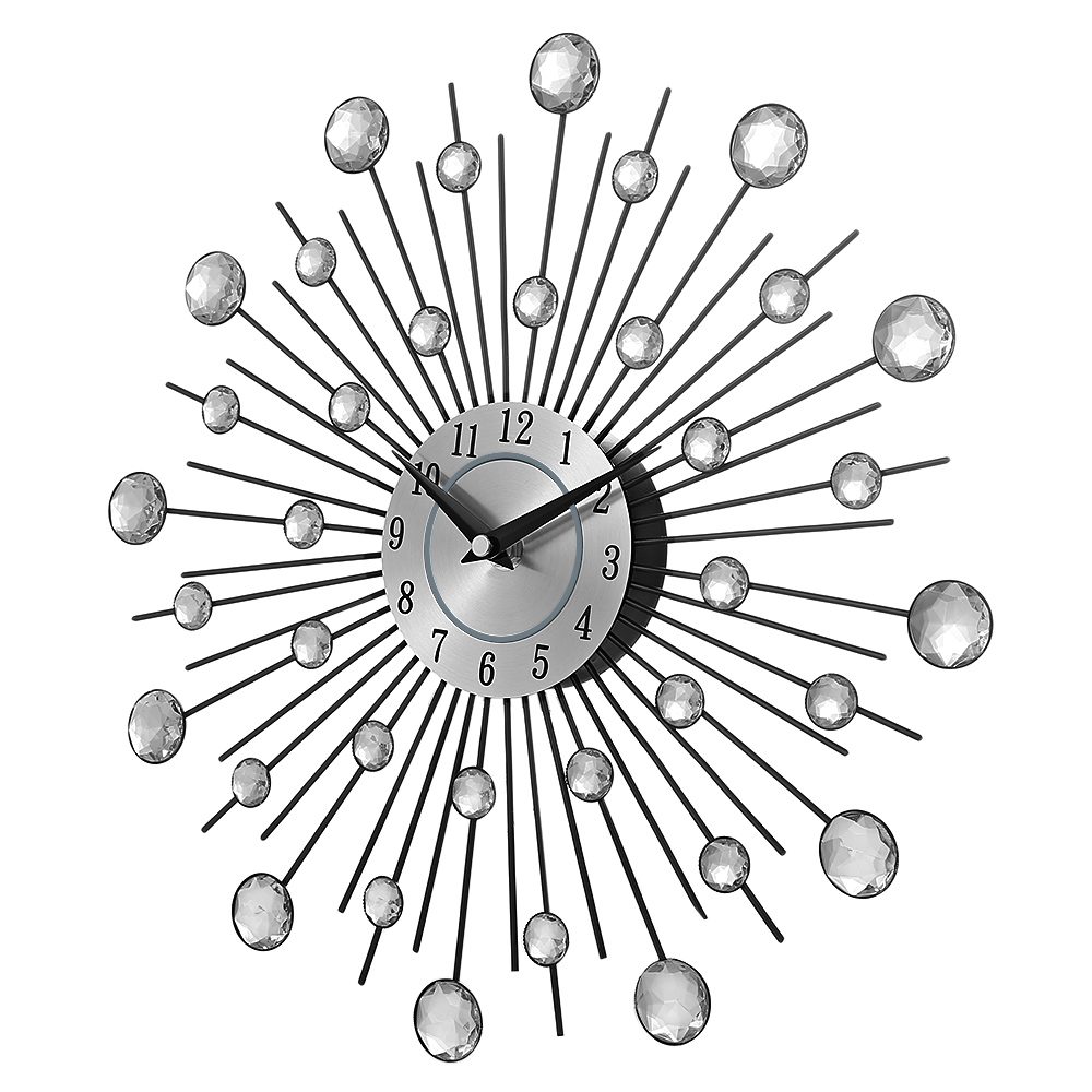1000x1000 Decorative Crystal Sunburst Metal Wall Clock Home Art Decor