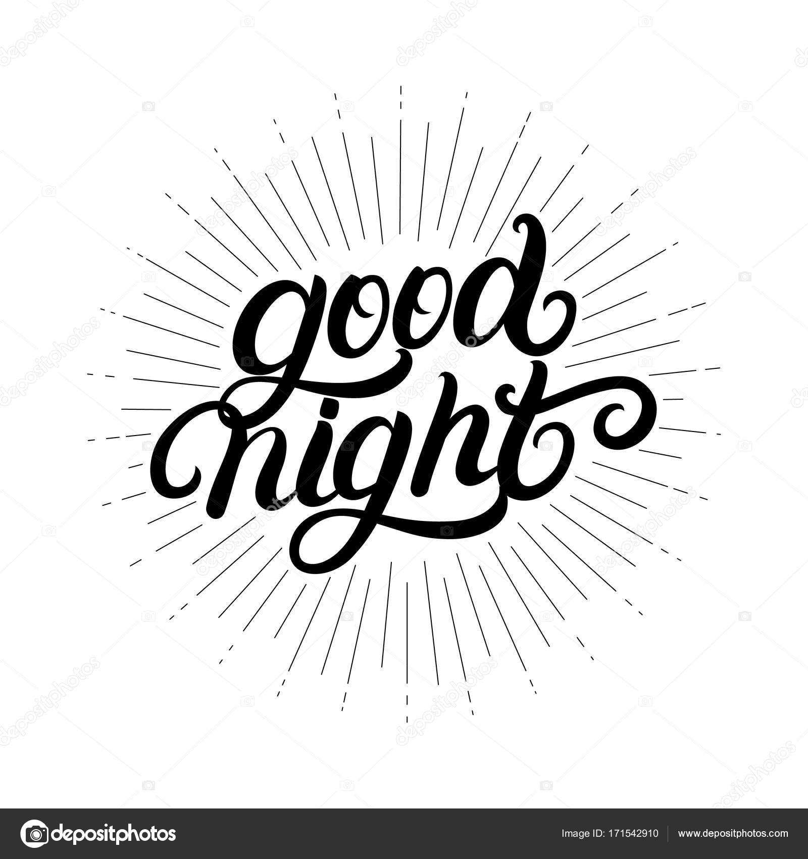 1600x1700 Good Night Hand Written Lettering With Light Rays, Sunburst