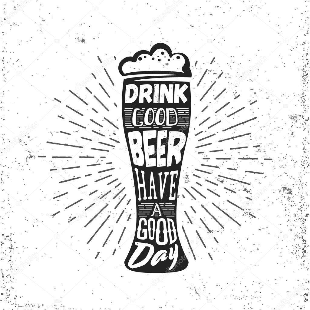 1024x1024 Hand Drawn Vintage Label With Beer Bocal, Sunburst And Lettering