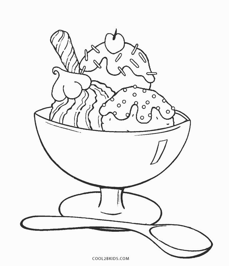 774x900 Ice Cream Sundae Coloring Page